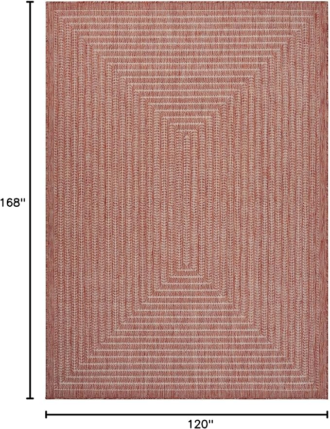 Adiva Rugs Outdoor Indoor Area Rug, Weather Resistant, Easy to Clean, Stain Resistant Floor Mat for Dining Room, Backyard, Deck, Patio (Copper Weiss, 10' x 14')