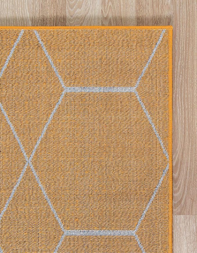 Unique Loom Trellis Frieze Collection Area Rug - Geometric (5' 1" x 8', Orange/ Ivory)