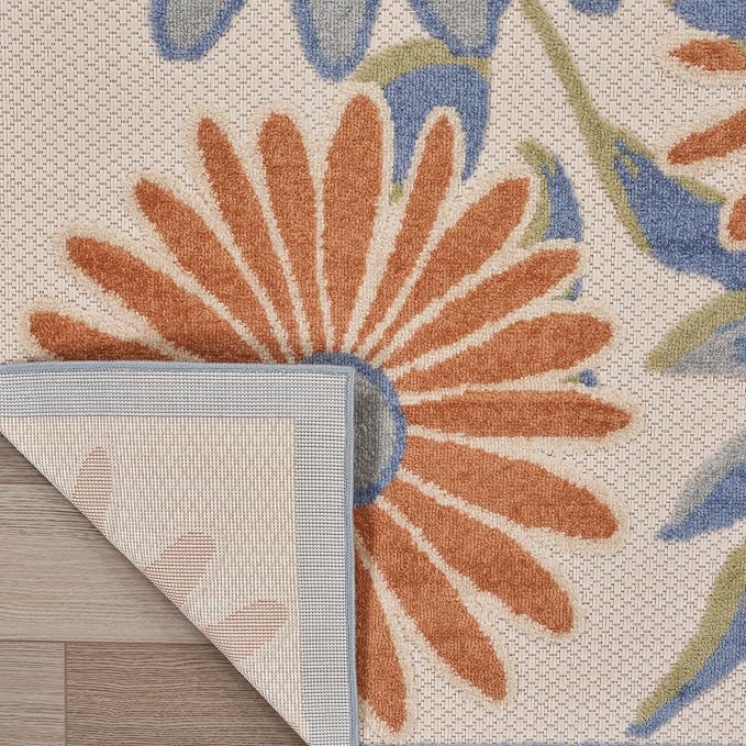 Nourison Home Aloha Beige Multicolor 5'3" x 7'5" Area Rug - Easy Clean, Non Shedding, Bed Room, Living Room, Dining Room, Kitchen (5' x 8')