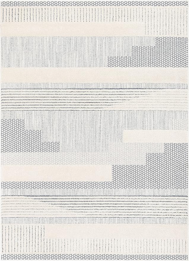 Well Woven Harlow Collection Briar Light Blue - Modern Tribal Minimalist Geometric 5x7 Area Rug - Ideal for Living Room, Dining Room & Bedroom - Durable, Stain Resistant & Easy to Clean