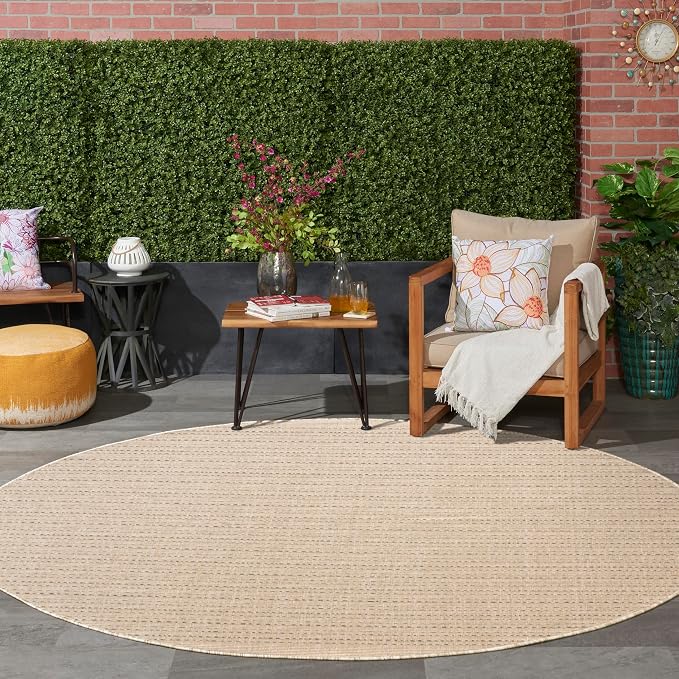 Nourison Home Tulum Taupe 8' x Round Area Rug - Easy Clean, Non Shedding, Bed Room, Living Room, Dining Room, Kitchen (8' x Round)