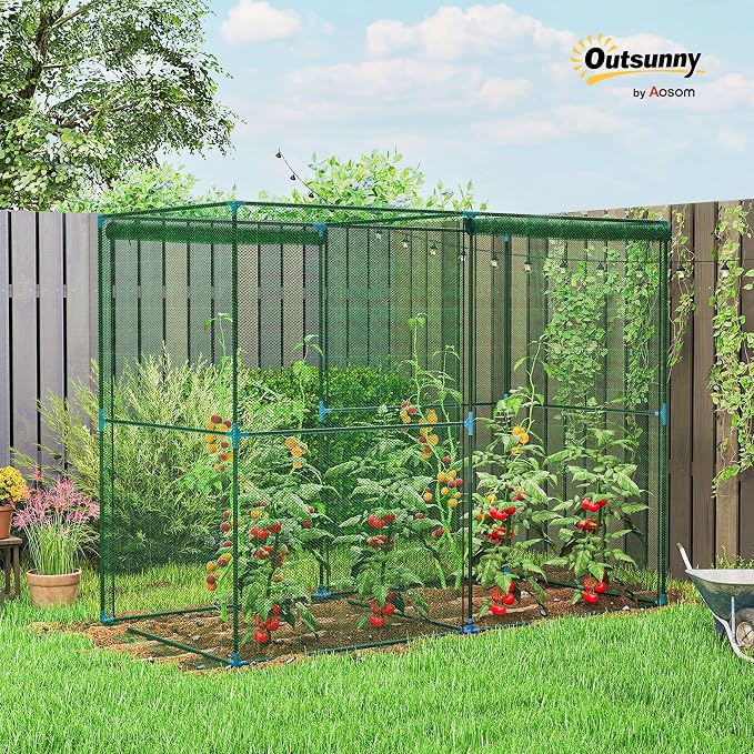 Outsunny 8' x 4' x 6' Crop Cage, Plant Protection Tent with Zippered Doors for Vegetable Garden, Backyard, Green