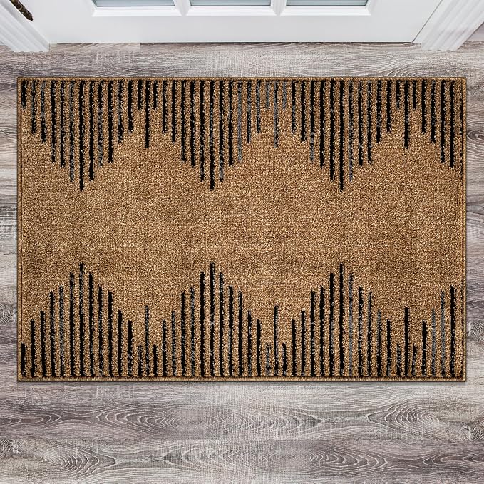 Rugshop Bohemian Stripe Stain Resistant High Traffic Area Rug Jute 2' x 3' | Rectangular, Size 2' x 3', Living Room, Bedroom, Dining Room, Home Office, Kitchen, Entryway, Hallway, Nursery, Kids Room