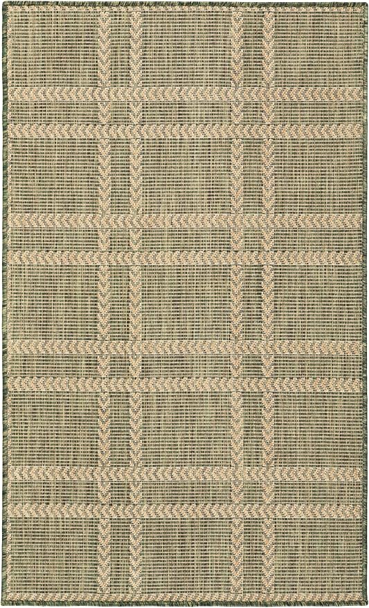 Nourison Home Horizon Indoor/Outdoor Green 3' x 5' Area Rug - Easy Clean, Non Shedding, Bed Room, Living Room, Dining Room, Kitchen (3' x 5')