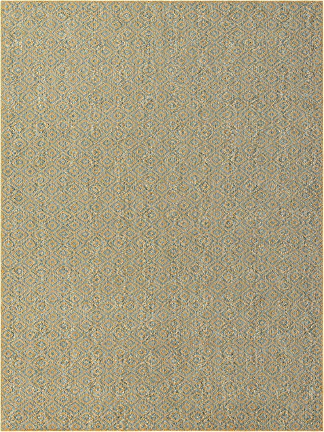 Unique Loom Jill Zarin Jill Zarin Outdoor Collection Area Rug - Costa Rica (7' 10" x 10' Rectangle, Yellow and Aqua/Light Blue)