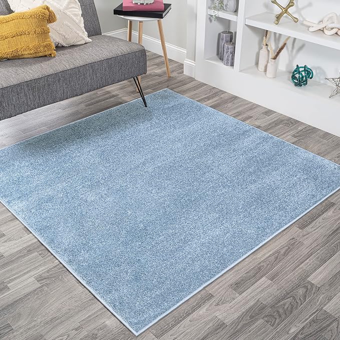 JONATHAN Y Haze Solid Low-Pile Classic Blue 7x7 Square Indoor Area Rug, Coastal,Bohemian,Minimalist,Classic, Easy-Cleaning for Living Room,Bedroom,Kitchen,Pet Friendly,Non-Shedding (SEU100F-7SQ)