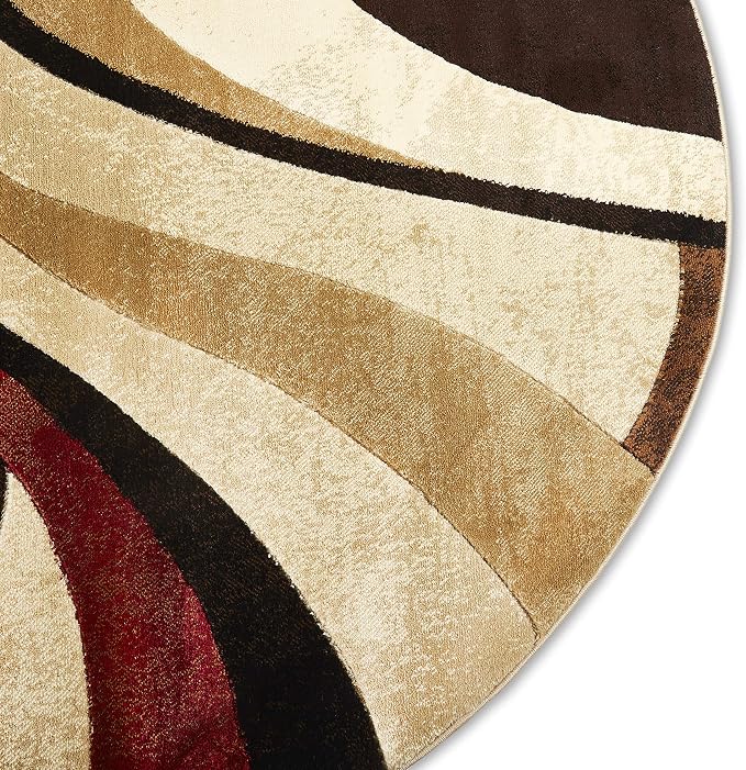 Home Dynamix Tribeca Slade Modern Area Rug, Abstract Brown/Red 5'2" Round, Model Number: TRIBECA 6NR