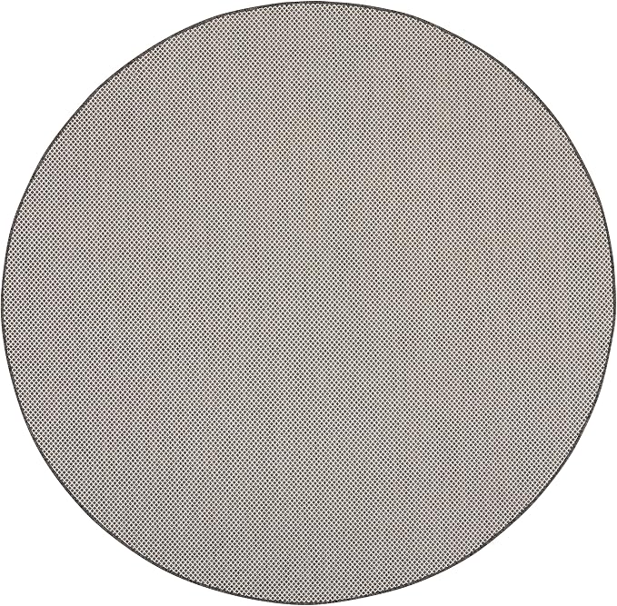 Nourison Home Courtyard Ivory Charcoal 8' x Round Area Rug - Easy Clean, Non Shedding, Bed Room, Living Room, Dining Room, Kitchen (8' x Round)