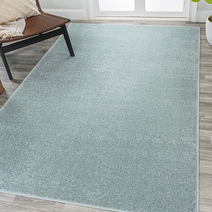 JONATHAN Y Haze Solid Low-Pile Aqua Blue Indoor Area Rug 5x8, Coastal,Bohemian,Minimalist,Classic, Easy-Cleaning for Living Room,Bedroom,Kitchen,Pet Friendly,Non-Shedding (SEU100S-5)