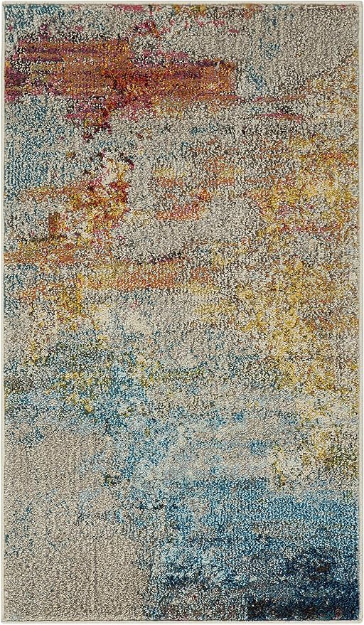 Nourison Home Celestial Sealife 2'2" x 3'9" Area Rug - Easy Clean, Non Shedding, Bed Room, Living Room, Dining Room, Kitchen (2' x 4')