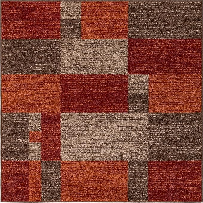 Unique Loom Autumn Collection Area Rug - Providence (5' 1" Square, Multi/ Beige)