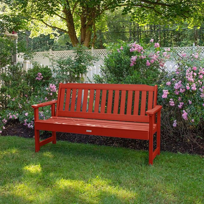 highwood Lehigh Garden Bench, 5 Feet, Rustic Red