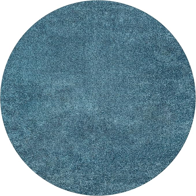 JONATHAN Y Haze Solid Low-Pile Turquoise 6' Round Indoor Area Rug, Coastal,Bohemian,Minimalist,Classic, Easy-Cleaning for Living Room,Bedroom,Kitchen,Pet Friendly,Non-Shedding (SEU100H-6R)
