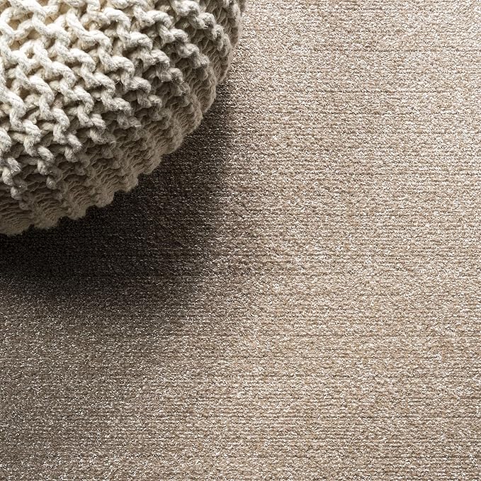 JONATHAN Y Haze Solid Low-Pile Beige 4x6 Oval Indoor Area Rug, Coastal,Bohemian,Minimalist,Classic, Easy-Cleaning for Living Room,Bedroom,Kitchen,Pet Friendly,Non-Shedding (SEU100G-4OV)