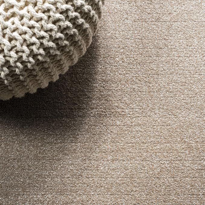 JONATHAN Y Haze Solid Low-Pile Beige 8' Round Indoor Area Rug, Coastal,Bohemian,Minimalist,Classic, Easy-Cleaning for Living Room,Bedroom,Kitchen,Pet Friendly,Non-Shedding (SEU100G-8R)
