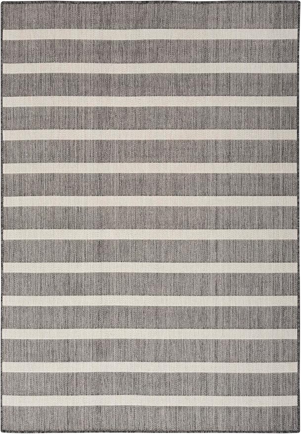 Nourison Home Positano Charcoal Ivory 6' x 9' Area Rug - Easy Clean, Non Shedding, Bed Room, Living Room, Dining Room, Kitchen (6' x 9')