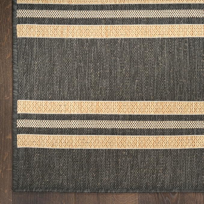 Nourison Home Horizon Indoor/Outdoor Charcoal 3' x 5' Area Rug - Easy Clean, Non Shedding, Bed Room, Living Room, Dining Room, Kitchen (3' x 5')
