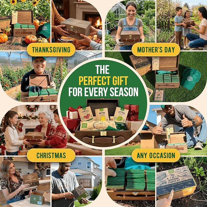 75 Vegetable & Greens Seeds Variety Pack, Garden Seed Starter Kit - Over 44,700 Non-GMO Heirloom Seeds for Planting Vegetables and Greens, Seed Box with Gardening Supplies, Gardening Gifts
