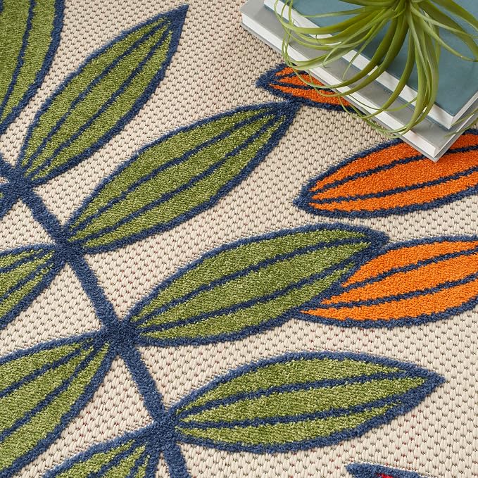 Nourison Home Aloha Multicolor 9' x 12' Area Rug - Easy Clean, Non Shedding, Bed Room, Living Room, Dining Room, Kitchen (9' x 12')