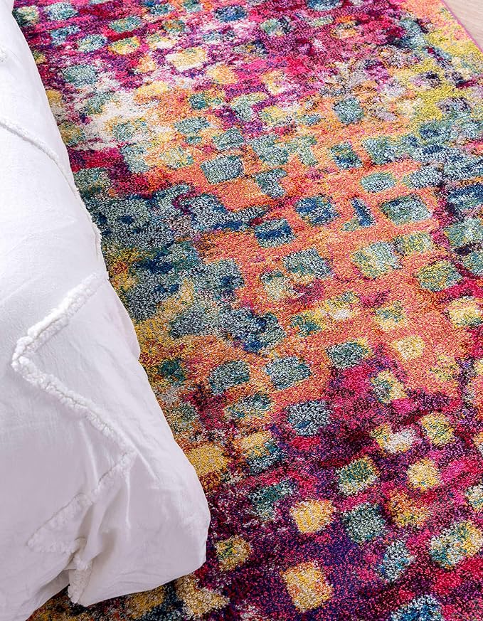 Unique Loom Jardin Collection Colorful, Vibrant, Abstract, Modern Area Rug, 3 ft 3 in x 5 ft 3 in, Multi/Blue