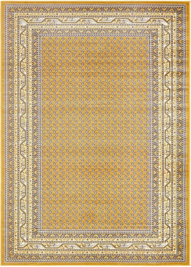 Unique Loom Williamsburg Collection Traditional Border with Dotted Center Area Rug, Rectangular 7' 1" x 10' 0", Yellow/Beige