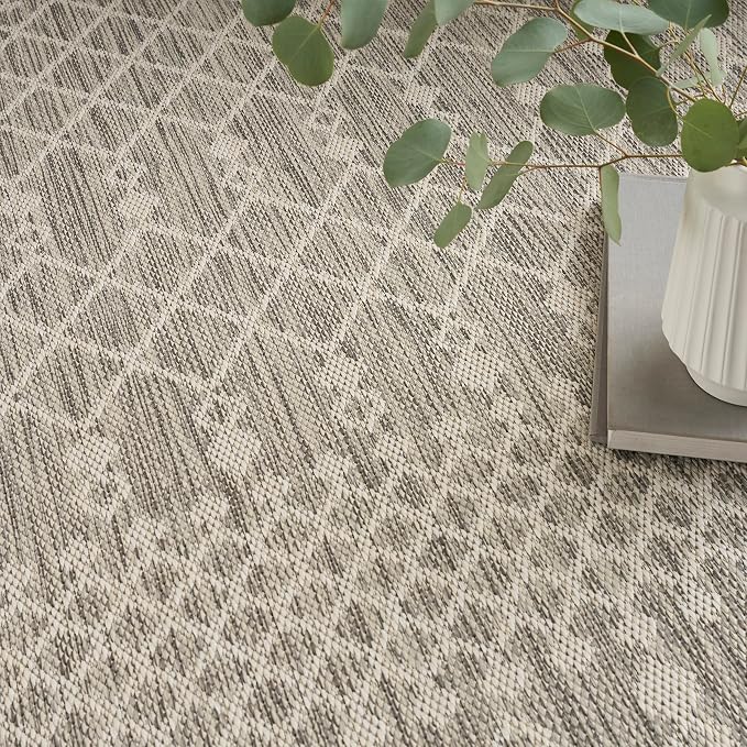 Nourison Home Positano Light Grey 5' x 7' Area Rug - Easy Clean, Non Shedding, Bed Room, Living Room, Dining Room, Kitchen (5' x 7')