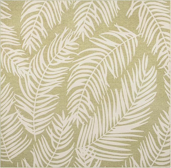 Unique Loom Outdoor Botanical Collection Area Rug - Palm (13' Square Green/Ivory)