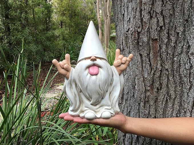 GlitZGlam Rocker Gnome 'George' This Gnome Will Rock Your Fairy Garden and Garden Gnomes 10 Inches Tall