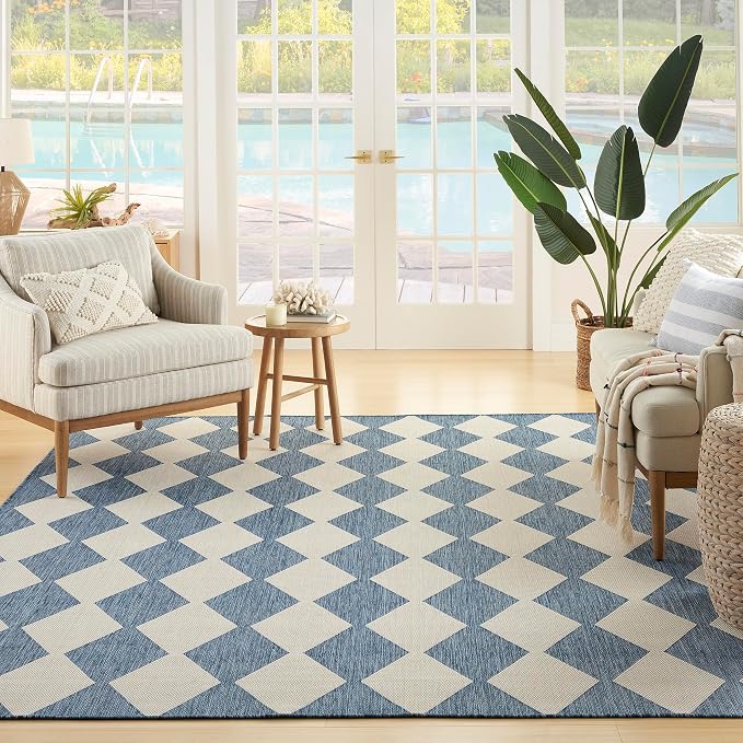 Nourison Home Positano Navy Blue 5' x 7' Area Rug - Easy Clean, Non Shedding, Bed Room, Living Room, Dining Room, Kitchen (5' x 7')