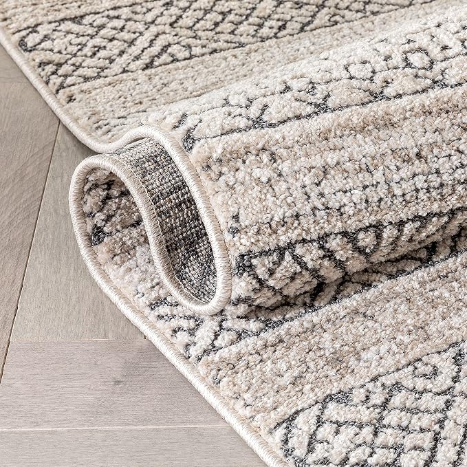 Well Woven Francesca Beige Tribal Geometric Distressed High-Lo Pile (2'7" x 9'10") Runner Rug