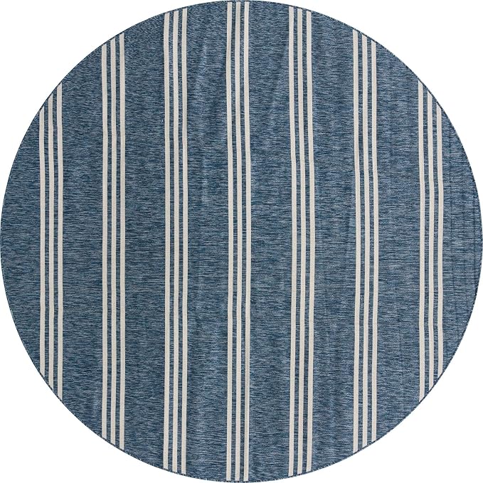 Unique Loom Jill Zarin Outdoor Collection Area Rug - Anguilla (10' 8'' Round, Blue/ Ivory)
