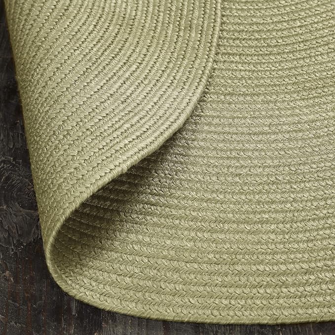Superior Indoor/Outdoor Area Rug, Reversible Braided Floor Decor for Living Room, Kitchen, Patio, Front Porch, Modern Boho Farmhouse Rugs, Hardwood, Bedroom Accessories, 4' Round, Fog Green