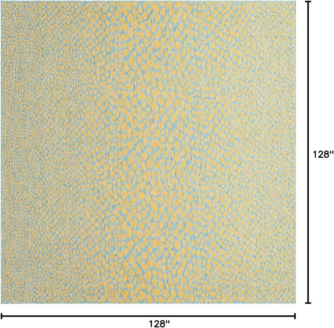 Unique Loom Jill Zarin Jill Zarin Outdoor Collection Area Rug - Cape Town (10' 8" Square, Yellow and Aqua/Light Blue)