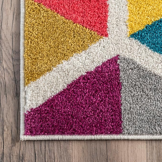 nuLOOM Maris Multicolor Geometric Power Loomed Area Rug, 10' x 14' | Nuloom Maris Geometric 10' x 14' Area Rug for Living Room Bedroom Dining Room, Multicolor