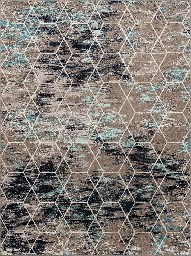 Unique Loom Trellis Frieze Collection Area Rug - Geometric (10' x 13', Blue Multi/ Ivory)