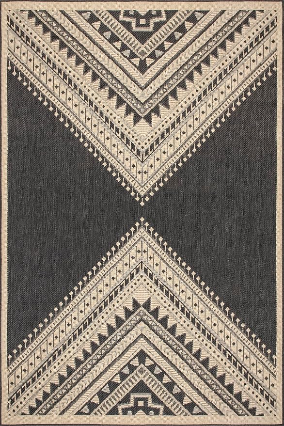 Nuloom Outdoor Performance Collection Landry Charcoal/Ivory, 4' x 6', Soft, High Traffic, Stain Resistant, Easy Clean, Durable Area Rug for Indoor/Outdoor Patio, Deck, Porch, Garden, Courtyard
