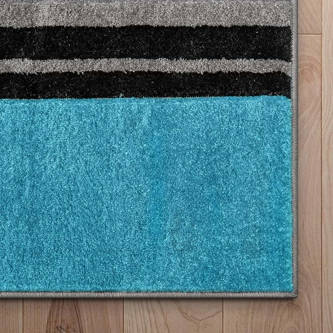 Well Woven Ruby Echo Shapes & Circles Geometric Blue 5 by 7 Rug - Medium Size Blue Rug, Thick Pile Carpet, Durable Easy Care Floor Covering, Stain Resistant, Contemporary Style, Modern Pattern