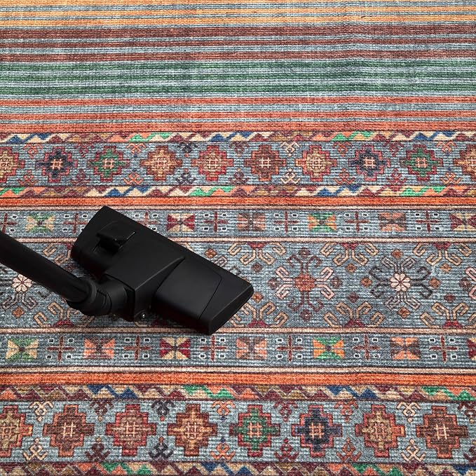 Keen Home Design Vintage Washable Runner Rug, Non-Slip Low Pile, 2x12 | Machine Washable Cotton Chenille, 0.25In Low Pile, Rubber Non-Slip Back; Hallway, Kitchen, Dining Room, Entryway
