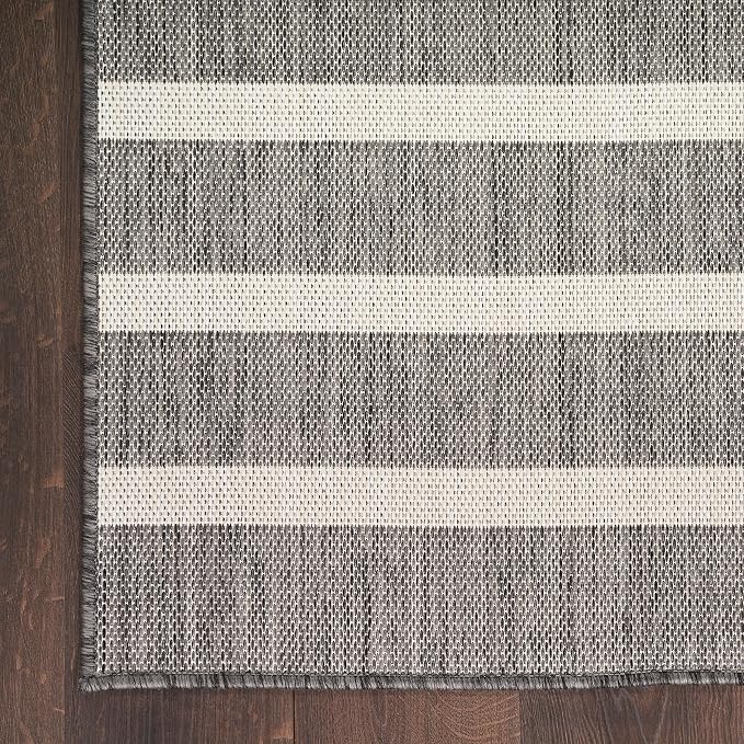 Nourison Home Positano Charcoal Ivory 2' x 6' Area Rug - Easy Clean, Non Shedding, Bed Room, Living Room, Dining Room, Kitchen (6' Runner)
