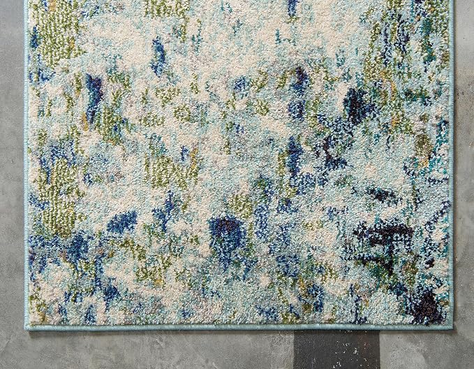 Unique Loom Chromatic Collection Area Rug - Champagne (2' 7" x 10' Runner, Light Blue/ Blue)
