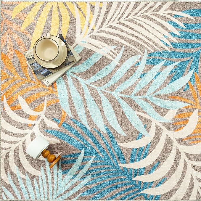 8x10 Indoor Outdoor Area Rug Washable Patio Rug Brown Non Slip Non Shedding Waterproof Carpet for Living Room Bedroom Camping Porch Backyard Camping RV Balcony Poolside Deck