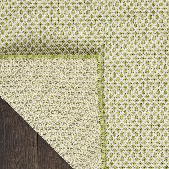 Nourison Home Courtyard Ivory Green 5' x Square Area Rug - Easy Clean, Non Shedding, Bed Room, Living Room, Dining Room, Kitchen (5' x Square)