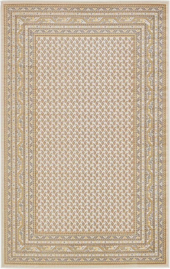 Unique Loom Williamsburg Collection Traditional Border with Dotted Center Area Rug, Rectangular 5' 0" x 8' 0", Beige/Yellow