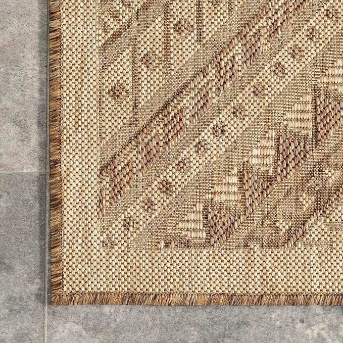 Nuloom Outdoor Performance Collection Landry Brown/Ivory, 2' x 3', Soft and Cozy, High Traffic, Stain Resistant, Easy Clean, Durable Area Rug for Indoor/Outdoor Patio, Deck, Porch, Garden, Courtyard
