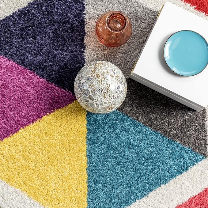 nuLOOM Maris Multicolor Geometric Power Loomed Area Rug, 8' x 10' | Nuloom Maris Geometric 8' x 10' Area Rug for Living Room Bedroom Dining Room, Multicolor