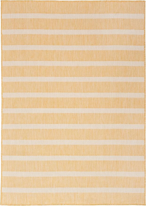Nourison Home Positano Yellow Ivory 6' x 9' Area Rug - Easy Clean, Non Shedding, Bed Room, Living Room, Dining Room, Kitchen (6' x 9')