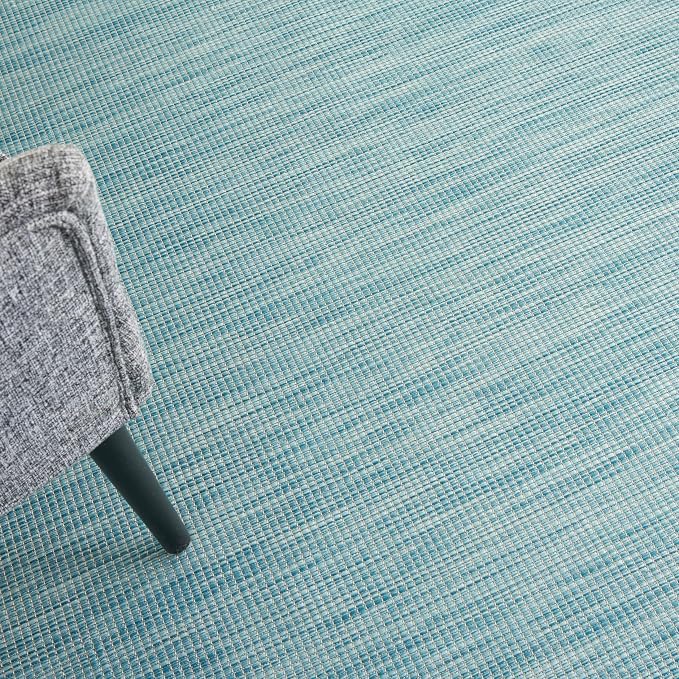 Nourison Home Positano Aqua 9' x 12' Area Rug - Easy Clean, Non Shedding, Bed Room, Living Room, Dining Room, Kitchen (9' x 12')