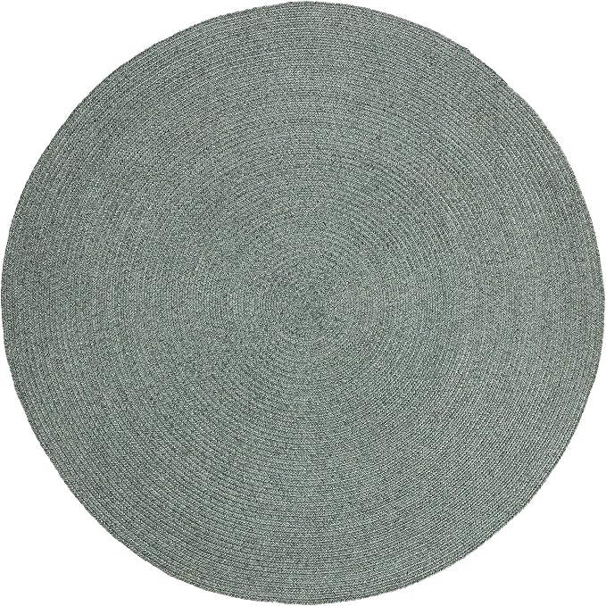 Superior Indoor/Outdoor Area Rug, Reversible Braided Floor Decor for Living Room, Kitchen, Patio, Front Porch, Modern Boho Farmhouse Rugs, Hardwood, Bedroom Accessories, 6' Round, Lagoon Breeze