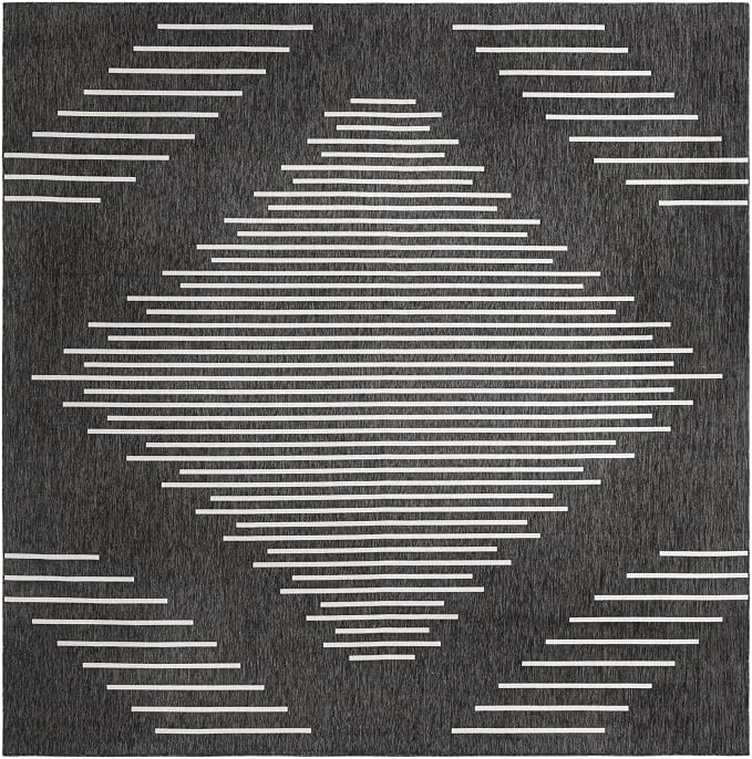 Unique Loom Outdoor Modern Collection Area Rug - Tambor (13' Square, Charcoal Gray/ Ivory)
