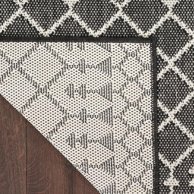 Nourison Home Positano Black 5' x 7' Area Rug - Easy Clean, Non Shedding, Bed Room, Living Room, Dining Room, Kitchen (5' x 7')